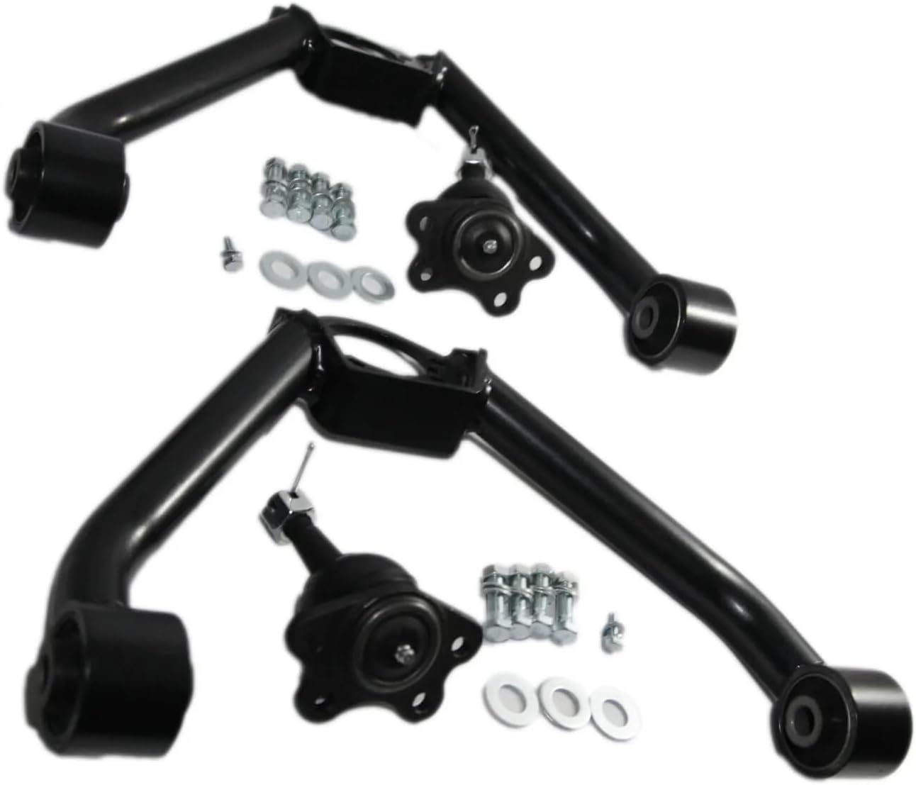 Front Upper Control Arms 2-4" Lift Compatible with 1999-2013 Silverado GMC Sierra 2500HD 3500HD, Adaption 2-4inch Lift Suspension Kit Adjustable Control Arm W/Ball Joint Black