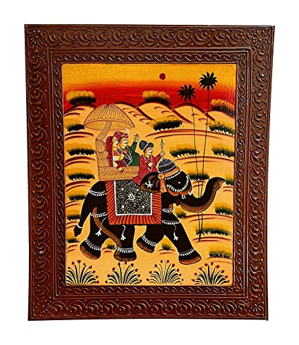 Image of SAARTHI Rajasthani Dhola Maru Handmade Wooden Ethinic Antique Designer Folding Chairs Set for Home| Decor| Office| Garden| Outdoor| Indoor| Balcony| Launge| Lawn| Cafe| Bar| Living Room| Bedroom Room| Childern Room Decor| Outdoor Sitting , Multicolour (1 Elephant Chair)