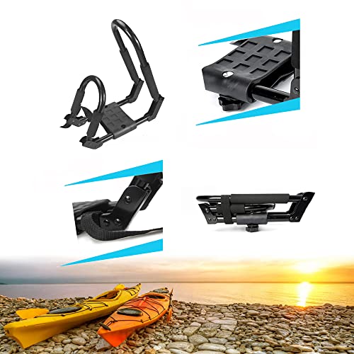 2 Pair Heavy-Duty Folding J-Style Kayak Racks for Car Rooftop - Car Rooftop Kayak Rack Carrier Storage on SUV, RV, Trailers, Trucks for Kayak, Canoe, Boat, SUP, Surfboard, Ski Board