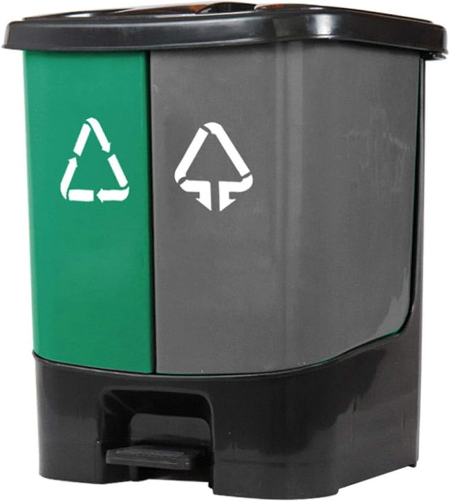 FJZ Pedal Garbage Classification Sanitation Trash Can Recyclable Double Barrel Foot Home Kitchen Waste Bin (Color : Green, Size : 50L)
