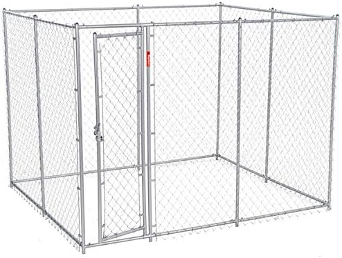 STAY Series Lucky Dog 61528EZ Adjustable 10' x 5' x 6' Heavy Duty Outdoor Galvanized Steel Chain Link Dog Kennel Enclosure w/ Latching Door for Dogs up to 125lbs