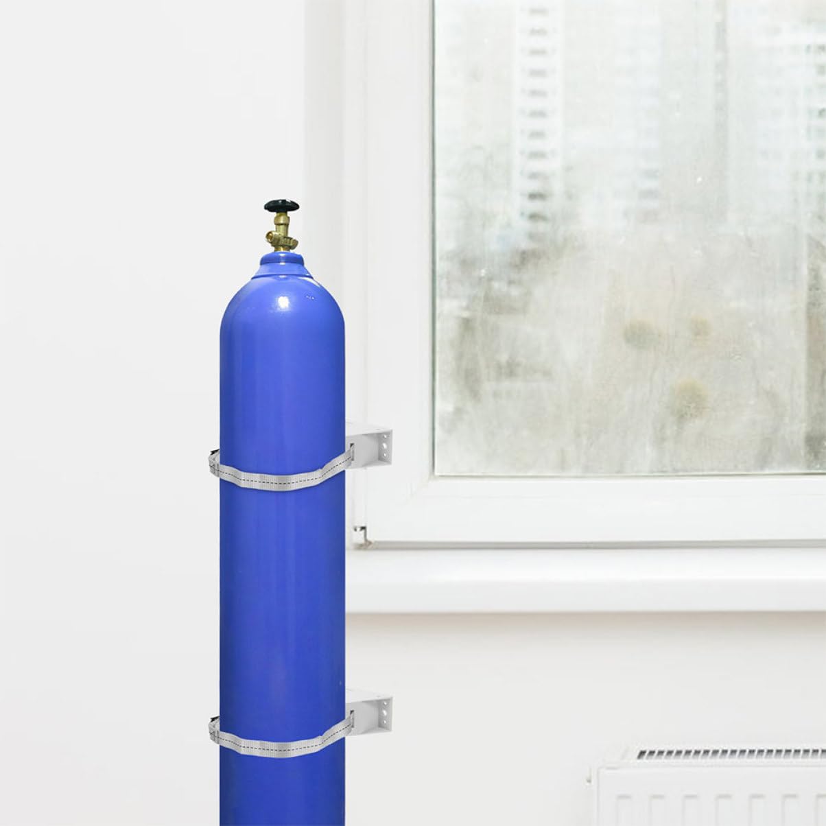 SOLUSTRE Wandhalterung für Gasflaschen 40 L Kunststoff und Eisen mit Sicherheitskette Sicherer Halt für Propangasflasche und Gaszylinder