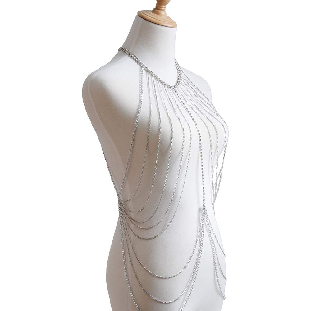 Image secondaire de Amorar Dames Chaîne du Corps Or Bijoux De Corps Collier Soutien-Gorge Bikini Parti Chaîne Multicouche Long Poitrine Chaîne Plage
