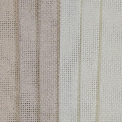 Image of KCS 4 /6 pc of 12 inch x 18 inch 30cmx45cm 16CT Counted Cotton Aida Cloth Cross Stitch Fabric (Antique White+Oatmeal, 6 pc)
