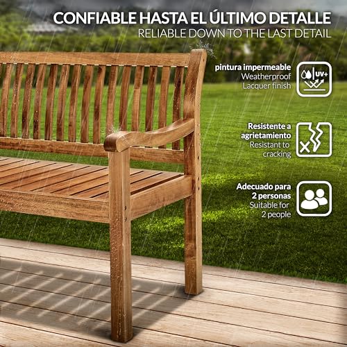 Banco de jardín tillvex robusto de madera con cubierta protectora 8