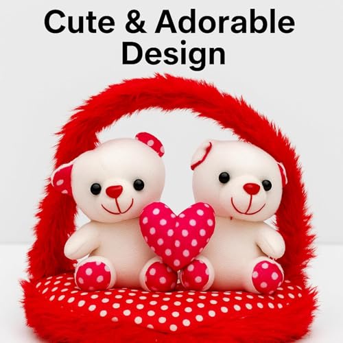 Image of Plush Stuffed Animal Toy | Ultra Soft and Cuddly Teddy for Kids and Adults | Cute Hugging Doll for Gifting, and Bedroom Decor (Heart 2 Teddy Bear)