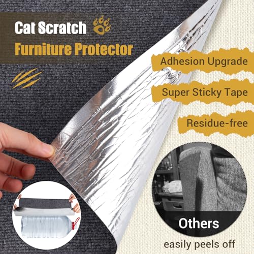 Cat Scratch Couch Furniture Protector, 90" x 16" Trimmable Anti-Scratch Couch Protector from Cat Claws with Double Self-Adhesive Carpet, Great for Sofa & Indoor Wooden Furniture (Dark Gray) by COCTN - Image 3