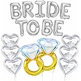 Koboko Bride to Be - Juego de 17 globos plateados con forma de corazón y anillo de diamante