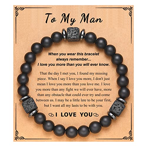 UPROMI To My Husband, Boyfriend, Son, Grandson, Dad, Grandpa, Papa, Daddy, Brother, Man, Stepdad, Uncle, Nephew, Godfather Gifts, Elastic Rope Bracelet for Men Teens
