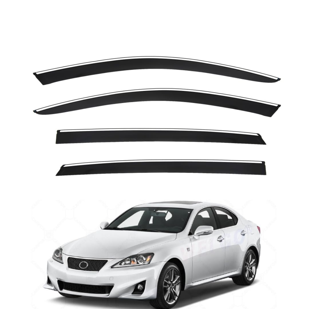 FENGJP Car Window Wind Deflectors for Lexus IS XE20 2006-2013, Window Wind Deflector Visor Rain Smoke Guards Automotive Accessories