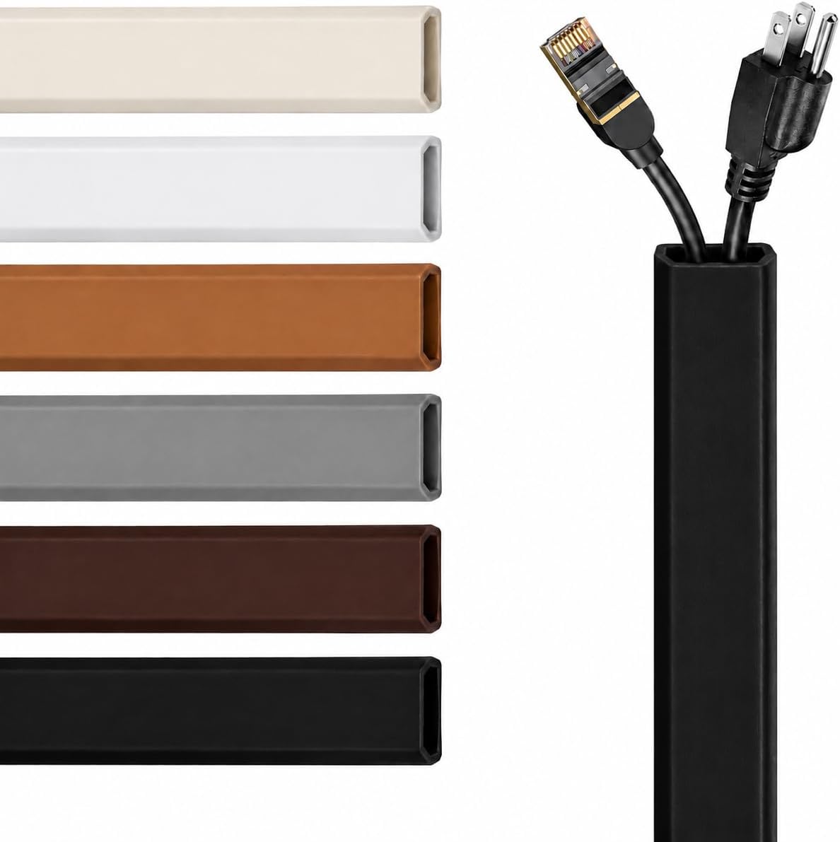 TV Cord Hider – Flexible Wall Cord Cover Slim Design Silicone Cable Raceway - Self Adhesive, Cut to Size Design for Hiding Wires on Wall - Clean Home Setup Cable Concealment (Black, 10 Feet)