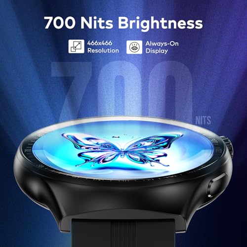Image of itel Alpha Style 36.3mm (1.43 inch) AMOLED Display, Round Dial SmartWatch, 700 Nits Brightness, 12 Days Battery Life, Bluetooth Calling Along with Multisport Modes Smart Watch, IP68 Waterproof (Black)