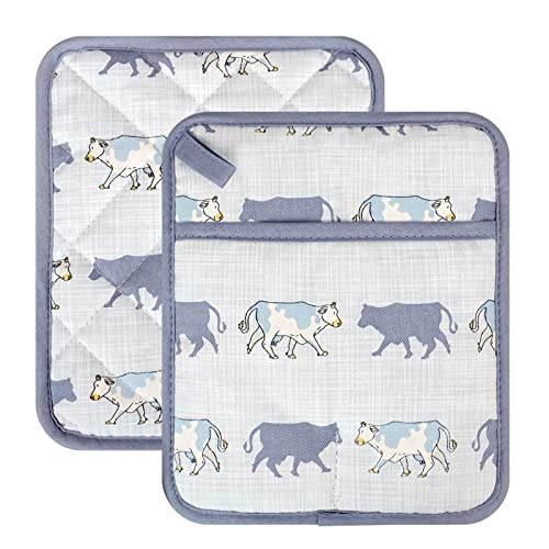 Pot Holders Set of 2 Heat Resistant 480℉ Kitchen 100% Cotton Comfortable Lining Printing Fox Flower Women Men Home Cooking Baking Microwave BBQ Gift (Cow potholder) Pot Holders Set of 2 Heat Resistant 480℉ Kitchen 100% Cotton Comfortable Lining Printing Fox Flower Women Men Home Cooking Baking Microwave BBQ Gift (Cow potholder)