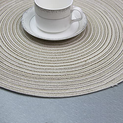 Panda Palm Round Braided Placemats Set Of 8 Bling Placemats Table Mats For Holiday Party Wedding Glitter Place Mats (Ivory) #TOP3