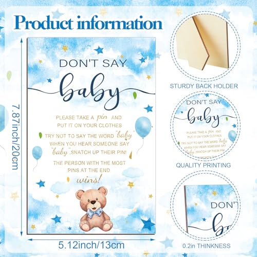 Image of Patelai 321 Bearly Wait Baby Shower Decorations Blue Bear Party Supplies Bearly Wait Baby Shower Games 5 Set Don't Say Serves 50 Guests for Blue Bear Gender Reveal Birthday Party Decorations Supplies