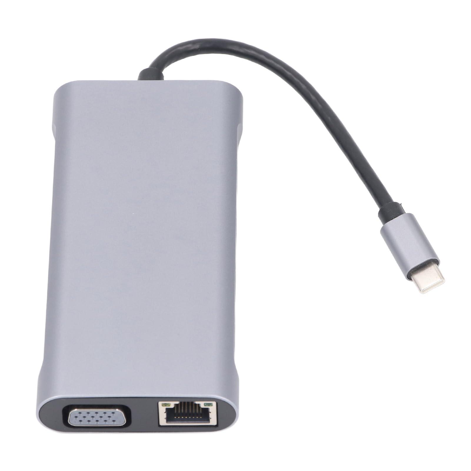 Adapter HUB USB C 11 w 1: 4 porty USB 3.0, audio, VGA, RJ45, Ethernet 1000M, 4K do 30 Hz, stacja dokująca typu C.