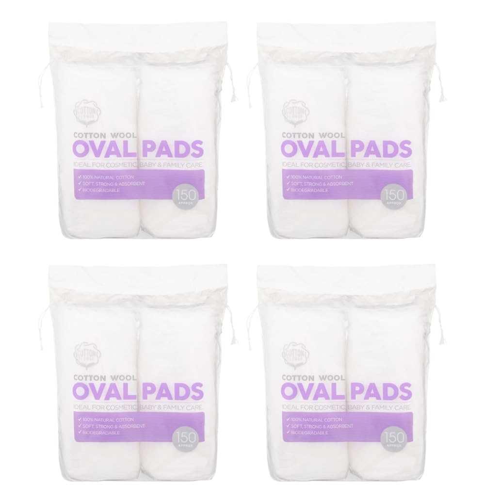 BargainsMania Cotton Wool Oval Pads 150 Pack - Remove Make-Up And Nail Paint With These Fantastic Cotton Wool Round Pads - Pack of 4 x 150pk