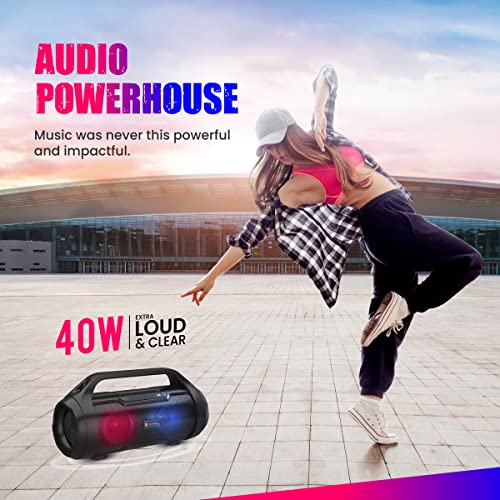 Image of Portronics Dash 11 40W Bluetooth Speaker with Multi Colour LED Light, in-Built FM, TWS, Aux-in Slot, Micro SD Card, Upto 4Hrs Playtime(Black)