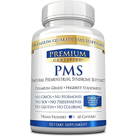 Premium Certified PMS Support - All Natural Hormonal Balance - Cycle Regulator, Mood and Energy Enhancer, Skin Support - Evening Primrose Oil, Calcium, Bioperine - 60 Capsules Cover