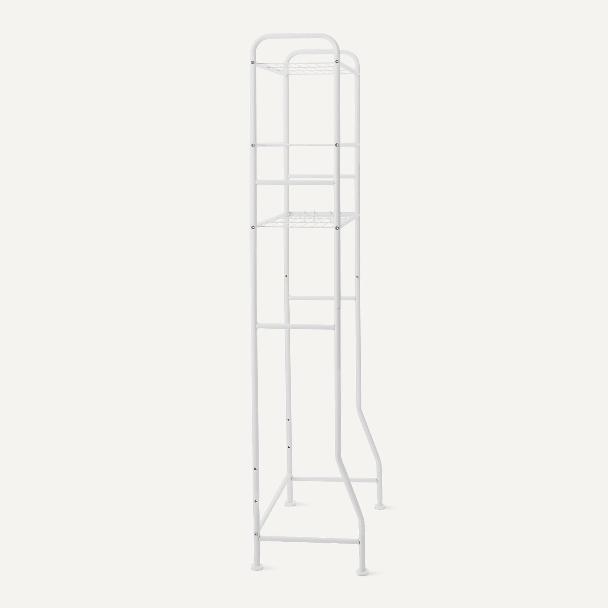 Amazon Basics Estantería para Baño de 3 Niveles de Almacenamiento Sobre Inodoro con Portarrollos para Papel Higiénico, 35 x 81 x 165 cm, Blanco