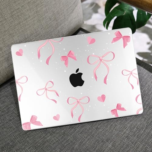 Image of MEEgoodo Case for M5 MacBook Pro 16 inch Case 2026 2024 2023 2021 with M5 M4 M3 M2 M1 Pro /Max Chip, Fit Model A3429 /A3428 /A3403 /A3186 /A2991 /A2780 /A2485, Pink Ribbons Bows