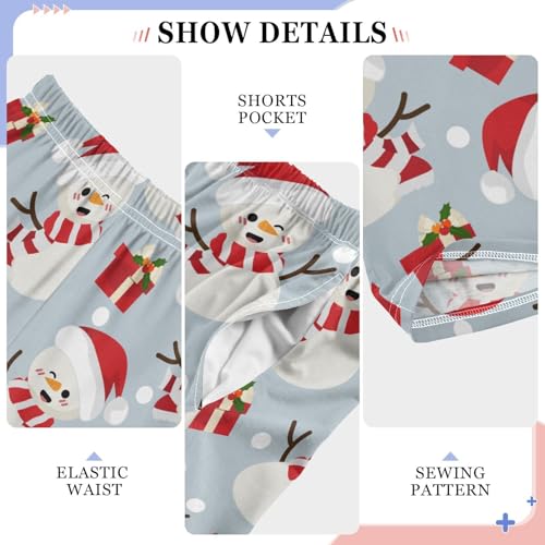 Boys' Pants Christmas Snowman Santa Hat Long Bottoms Jogger Pants Elastic Waist Trousers with Pockets S-XL4