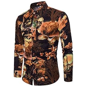 Lente en zomer Herenmode Casual Shirt met bloemenprint en lange mouwen Retro vest met knopen bij alle passen Comfortabele streetwear trendy top
