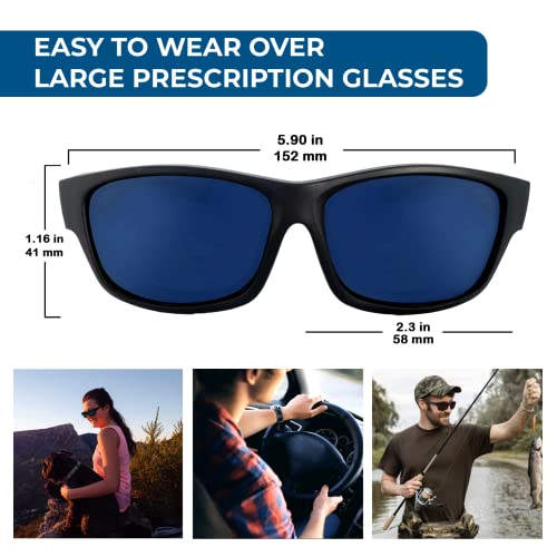 BLUE CUT Fit Over Polarized Sunglasses Driving Clip-on Over Glasses, Solar Shield Sunglasses Over Prescription Glasses3