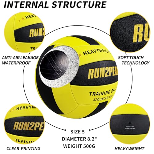 Ballon Entraînement Volley RUN2PEAK 10oz Taille 5 - 6