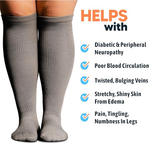 Image of Viasox Compression Socks for Women and Men, Knee High Socks 12-15 mmhg Circulation Support for Flight, Travel, Daily