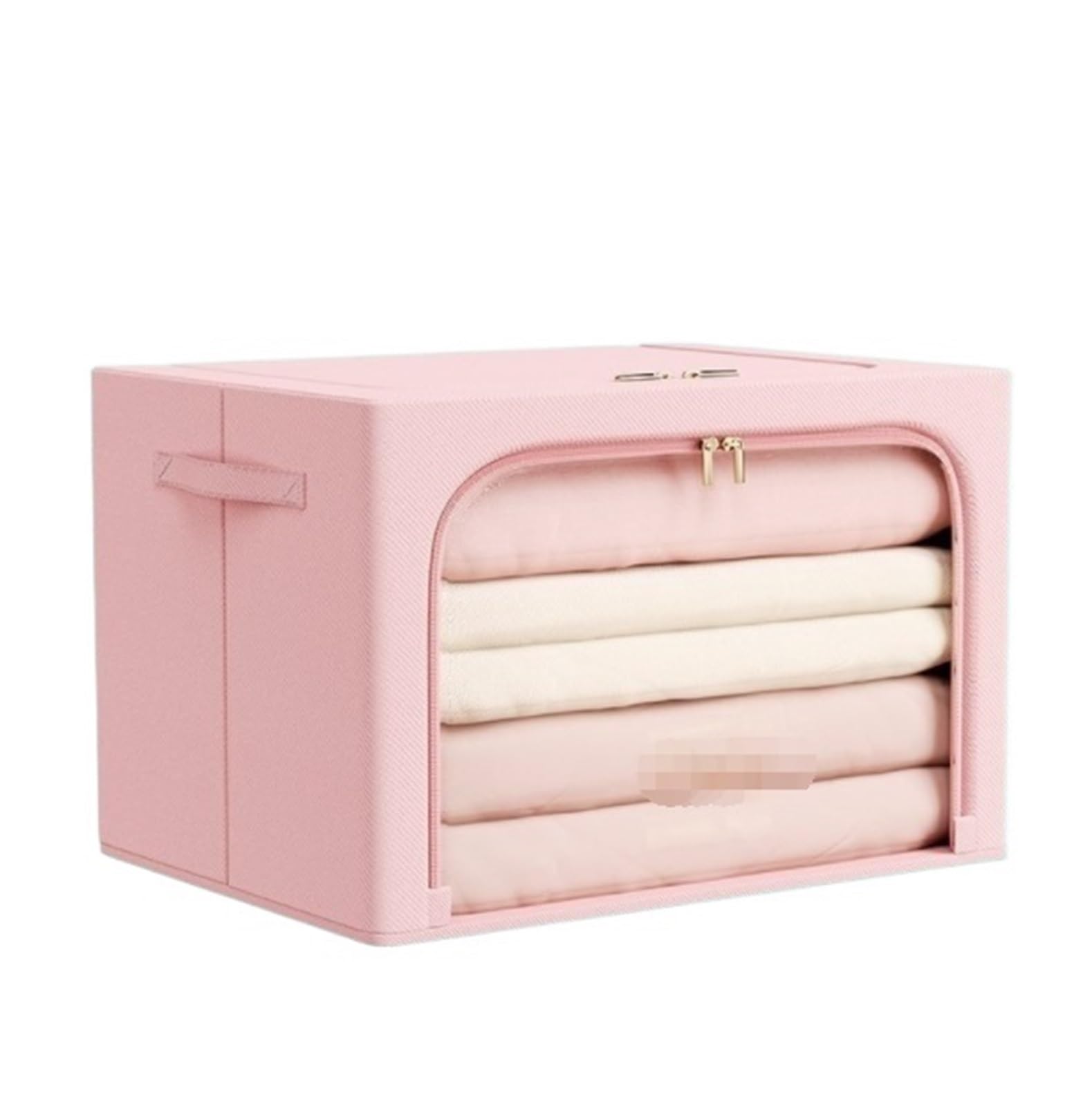 Torby Do Przechowywania Pudełko Do Przechowywania Z Pokrywką Składane Przezroczystym Okienkiem I Zamkiem Błyskawicznym Przeprowadzka(Pink,50 * 40 * 33cm)