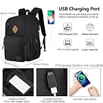 KEOFID Travel backpack for Men and Women, Anti Theft Laptop Backpack with USB Charging Port for Work, Large Bag for College, BLACK BOOK BAG FOR BOYS, GILRS Backpack,Water Resistent(Black) - Image 2