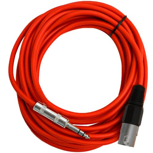 Câble XLR mâle vers TRS 1/4 pouce Seismic Audio Satrxl-m25red rouge de 7,6 m équilibré
