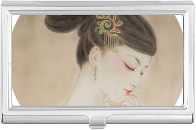 Chinese Traditional Beauty Hairpin Painting Business Card Holder Case Pocket Box Wallet