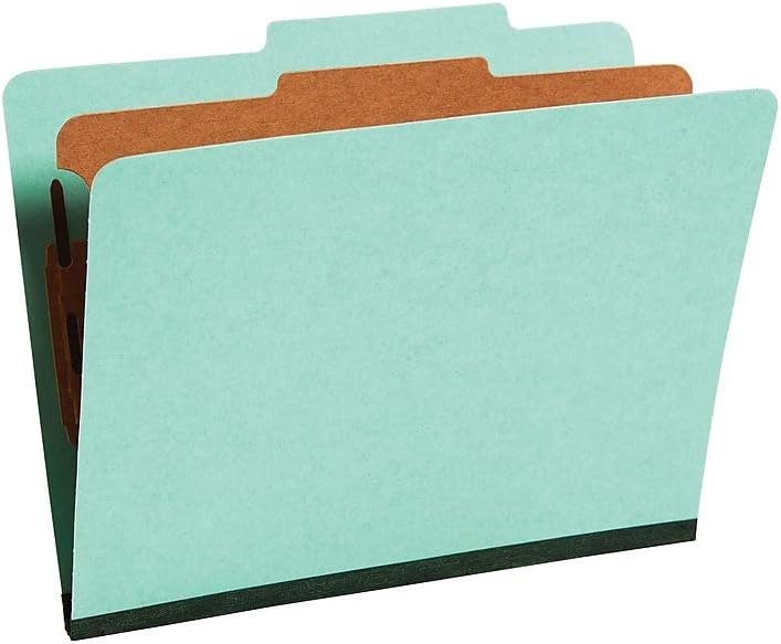 Staples Colored Pressboard Classification Folder, Letter Size, 1 Partition, Green, Durable Construction, 20/Pack