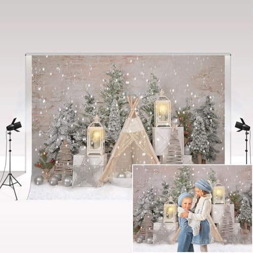 Kate Joyeux Noël Thème Photo Toile De Fond Arbre De Noël Tente Flocon De Neige Photographie Fond pour Photoshoot Fête De Famille Enfants Fond Photo Studio Props 7x5ft/2.2x1.5m
