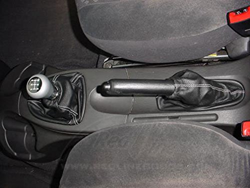 RedlineGoods ebrake Boot Compatible with Ford Focus Mk1 1998-07. Tailor Made - not Universal. Genuine top-Grade Italian Black Perforated Leather with Red Thread