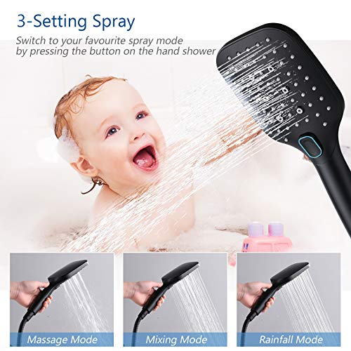 Mitigeur douche anti-calcaire noir robinet mural avec douchette incluse - 5