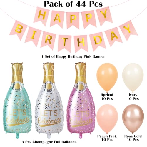 Image of Champagne Theme Birthday Decoration Balloons Kit, Pack of 44 Pcs