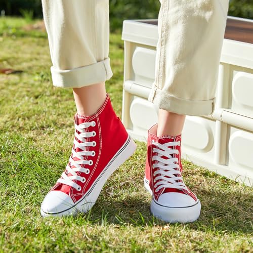 Image of ZGR Womens High Top Canvas Sneakers,Lace-up Canvas Shoes,Casual Tennis Walking Shoes