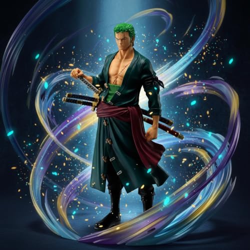 Image of Lefan Action Figure Limited Edition for Home Decors, Office Desk,Study Table & Car Dashboard | Attractive Lightweight Durable | Home & Office Decoration Gift (Anime Bend Zoro with Flare)