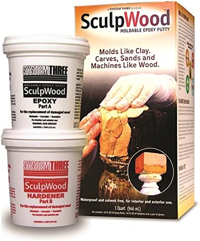 System Three SculpWood Putty Epoxy Filler, 1 Quart Kit