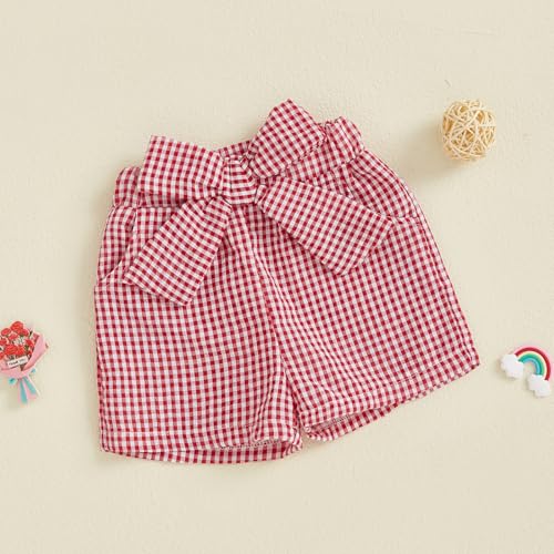 Toddler Baby Girl Shorts Gingham Plaid Shorts Summer Casual Elastic Waist Shorts Pants Bottoms 9M-4T2
