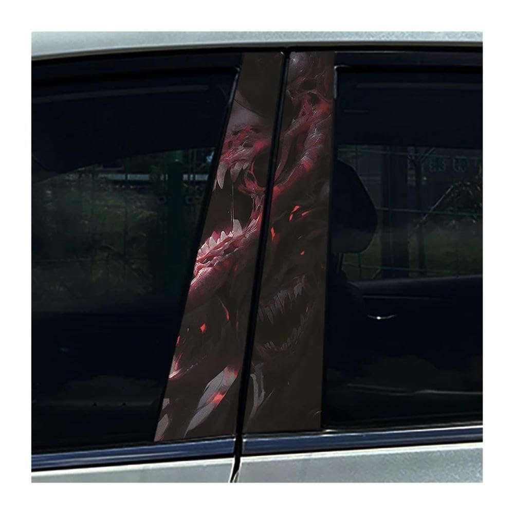 Body Parts 2pcs Horror Skeleton Auto B-Pillar Stickers Car Center Column Waterproof Decals(I)