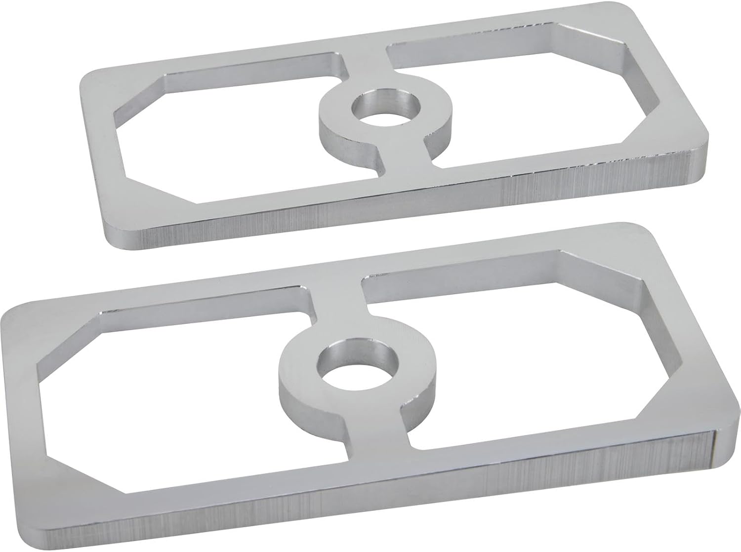 Speedway Motors Pinion Angle Leaf Spring Shim Kit with 4-Degree and 2-Degree Aluminum Shims, Fits 2.5 Inch Wide Leaf Springs, 5 Inch Long Precision-Machined Shims, Set of Four