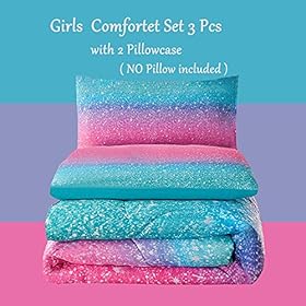 KADSH Queen Size Starry Comforter Sets - Colorful Glitter Galaxy Pink Comforter Set Queen, Rainbow Girls Pink Bedding… 51twiZ9FU2S. SS280
