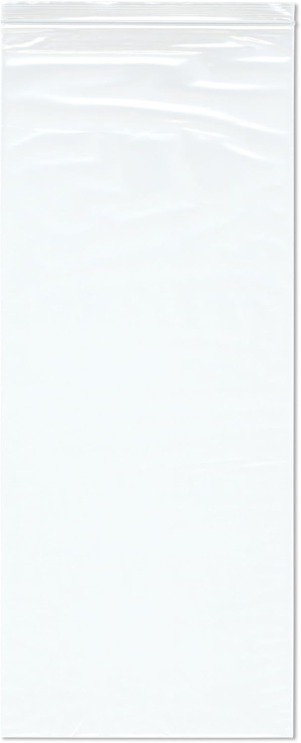 Plymor 10" x 24" (Pack of 100), 2 Mil Zipper Reclosable Plastic Bags