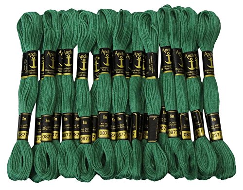 25 x IBA Indianbeautifulart Stranded Cotton Cross Stitch Hand Embroidery Thread Floss Skeins-Dark Green