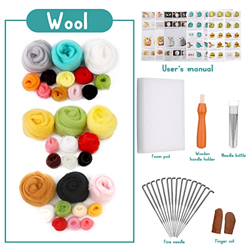 Dercuy Needle Felting Kit, 9 Pieces Animal Making Manual Needle Felting Sets Needle Felting Starter Kit, Wool Felt Tools With Felting Tool Instruction For Felted Animal Wool Felting Supplies #TOP1