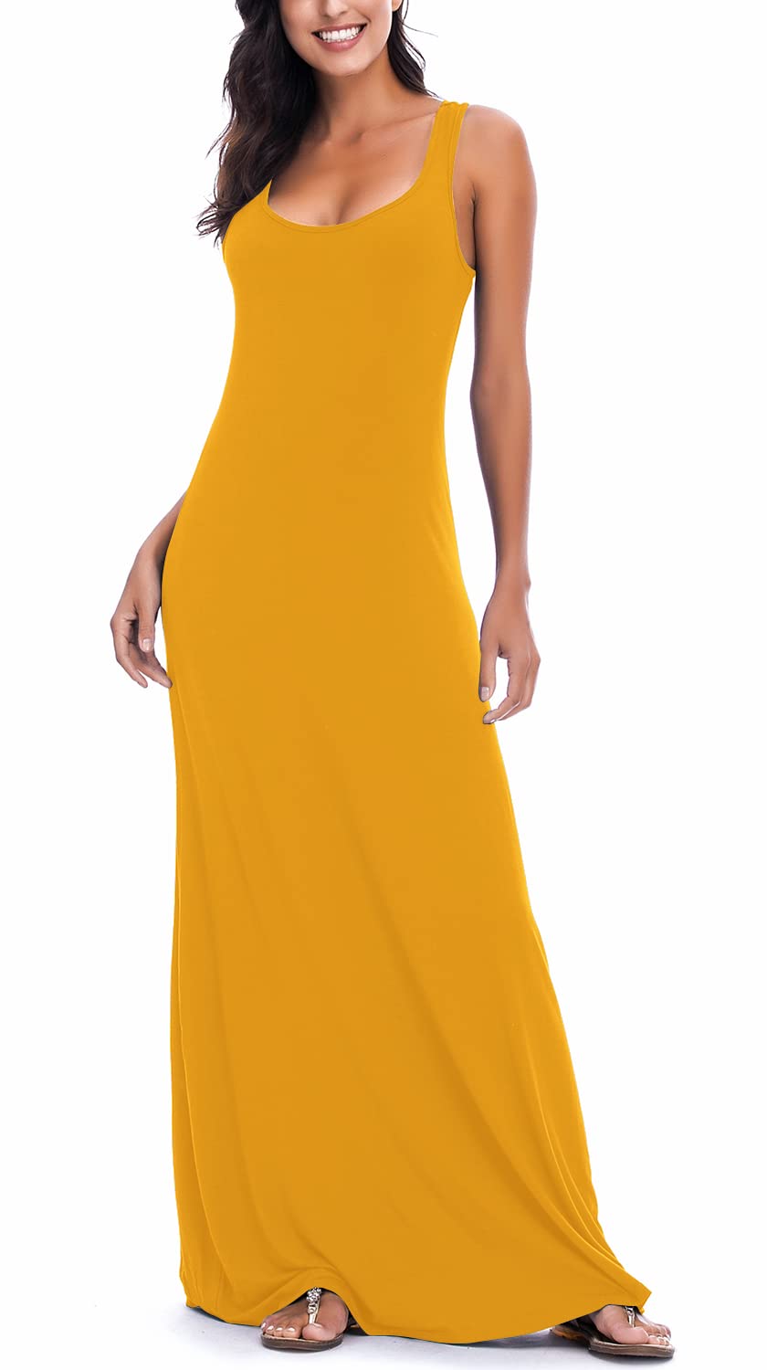 EXCHIC Women's Sexy Tank Top Maxi Long Dress Casual Sleeveless Summer Beach Dress